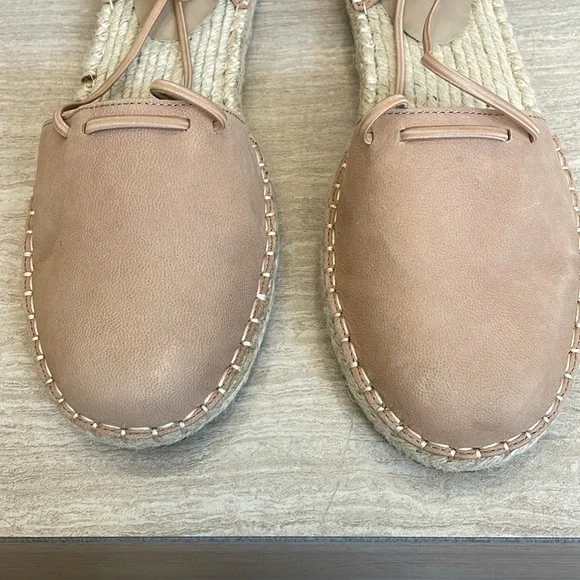 EILEEN FISHER UEC Sz 10 Leather Lace Up D'Orsay Espadrille Latte Sandal Nude - Picture 5 of 16